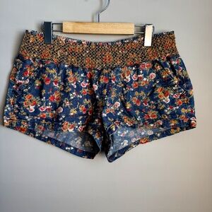 Rewash Women's XL Pull-On Boho Floral Shorts Elastic Waist Festival Beach Summer